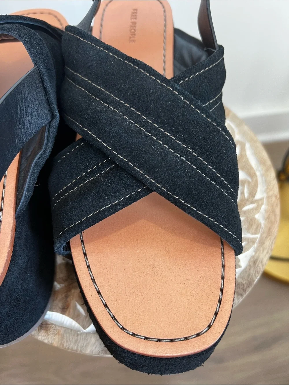 NWOB Free People Beach Black Suede Platform Sandals - Women